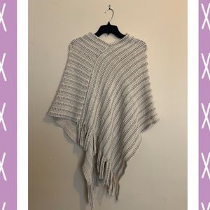 Beige woven poncho